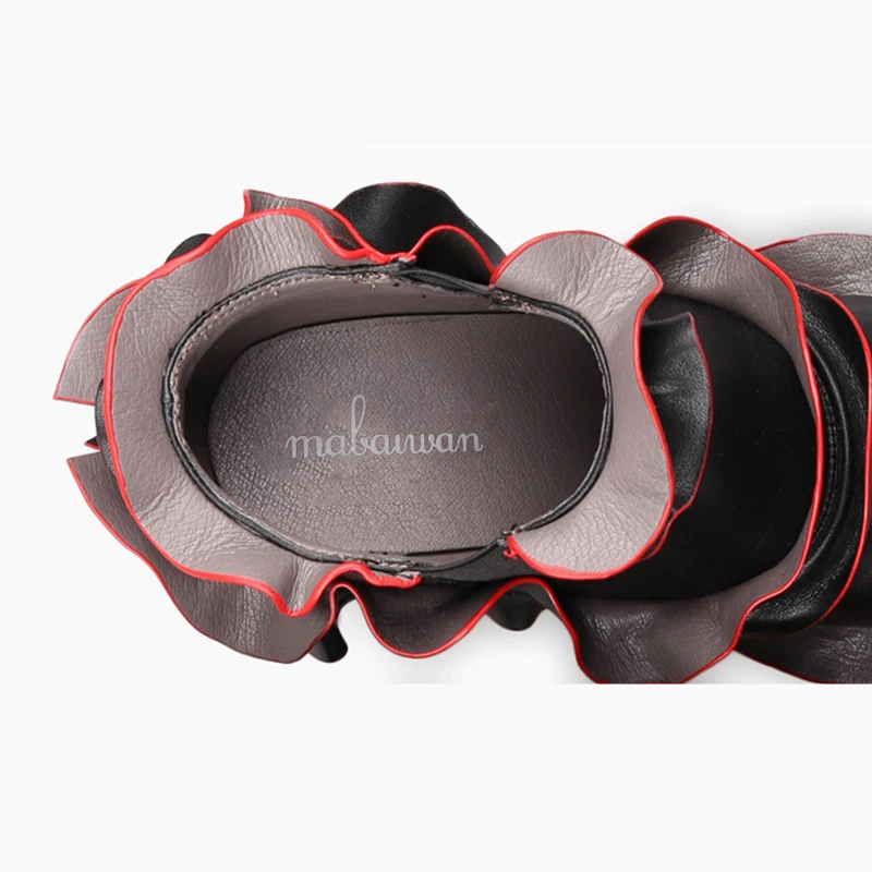 

Mabaiwan Women Ankle Boots Pointed Toe Booties Ruffles Design 10CM Spike High Heels Women Pumps Botines Mujer Dress Shoes Woman