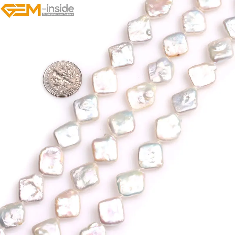 Gem-inside Natural Square Rhombus Shape Nuclear Luste Edison Pearls Beads for Jewelry Making 15inches DIY | Украшения и