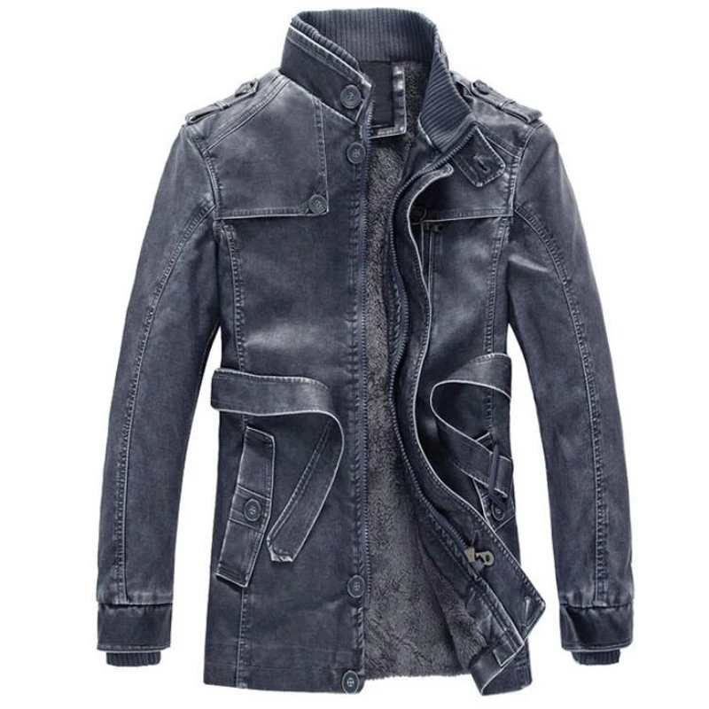 Winter Jacket Men Brand New Windproof Leather Jackets Mens Stand Collar Thicken Fleece Warm Coats Outwear Clothes | Мужская одежда