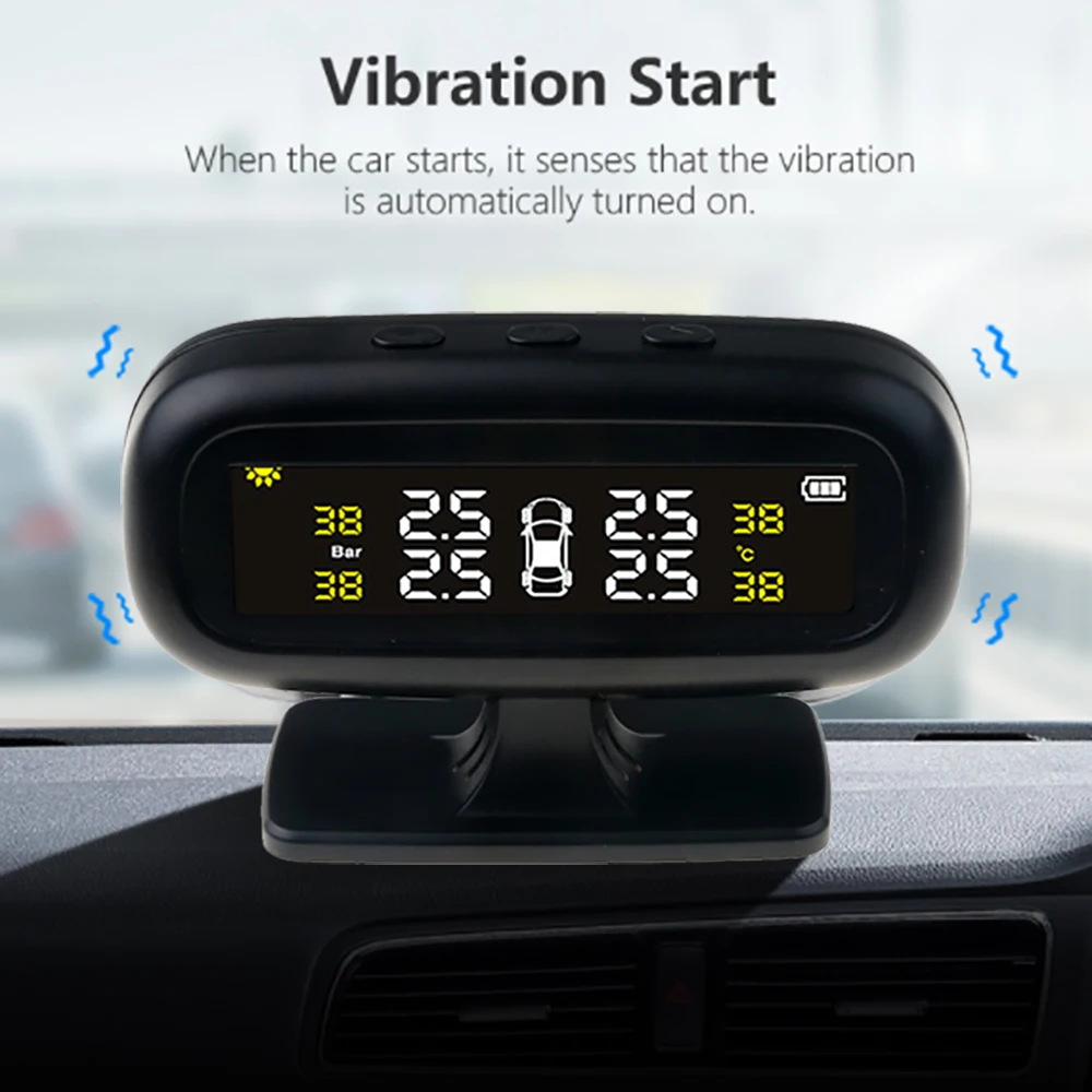 2 в 1 на солнечной энергии TPMS зарядных порта USB для автомобиля шины Давление