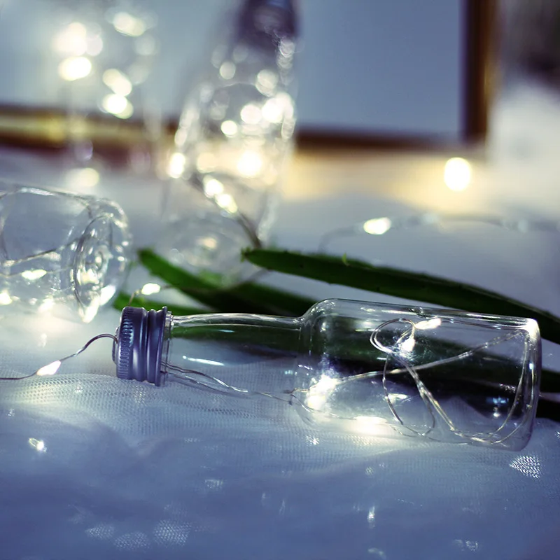 100 светодиодный прозрачный винный флакон на батарейках медный провод гирлянды 3 м