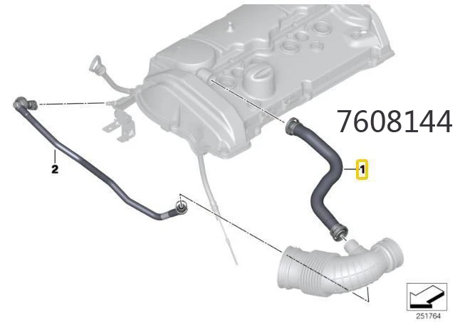Фото Для BMW F20 F20N F21 F21N F30 F31 вентиляционный шланг головки цилиндра OEM 11157608144 №3