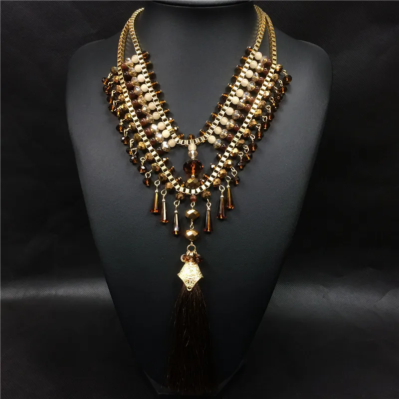 Vintage Necklaces For Women Water Drop Crystal Long Necklace Fashion Tassel Pendant Party Jewelry YaoXi | Украшения и аксессуары