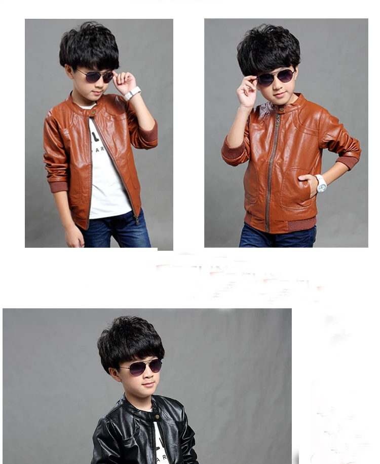 Куртка из искусственной кожи в стиле ретро детская весенне-осенняя европейском и