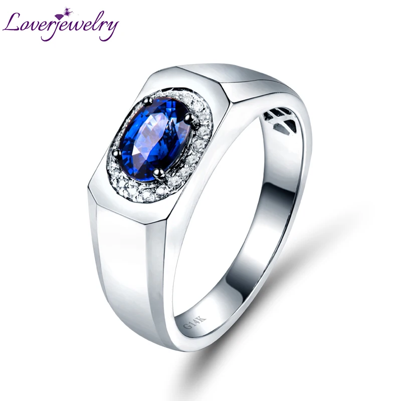 Кольцо LOVERJEWELRY мужское из натурального синего сапфира свадебное однотонное