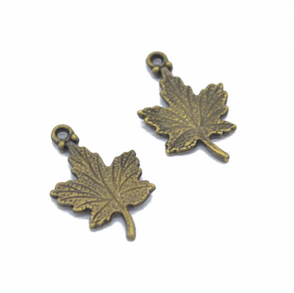 Antique Bronze REGELIN 23*15 мм 50 шт./лот золото/серебро/розовое золото/kc золото цвет кленовый лист подвески небольшой металлический лист DIY ювелирных изделий Аксессуары - Окраска металла: Antique Bronze