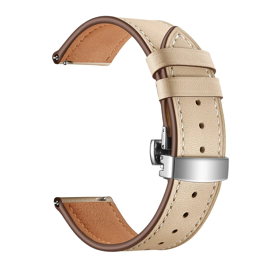 Ремешок для samsung galaxy watch 46 мм gear sport S3 Classic Frontier/active/Active 2 40 мм/44 мм ремешок 20 мм/22 мм Бабочка Пряжка - Цвет ремешка: Apricot silver
