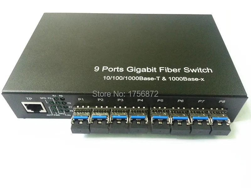 8 Гига SFP и 1 1000 Мбит/с Tx порт волоконно оптический коммутатор медиаконвертер