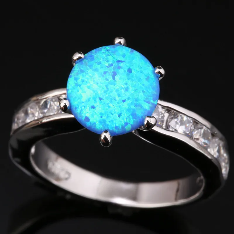 Изящные голубые огненные опалы белые драгоценные камни серебряные покрытые