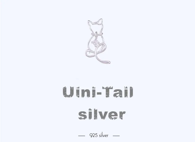 Uini-Tail, хит, новинка 925, Стерлинговое Серебро, милые серьги в виде кота, ювелирное изделие для девушек, темперамент, модные милые маленькие свежие серьги в виде кота GN767