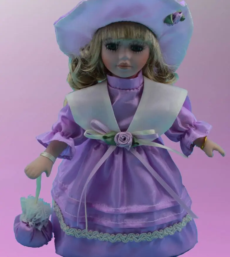 

20cm mini purple Retro European rural Leisure Style Home Decorative Ceramic Dolls gift for girls