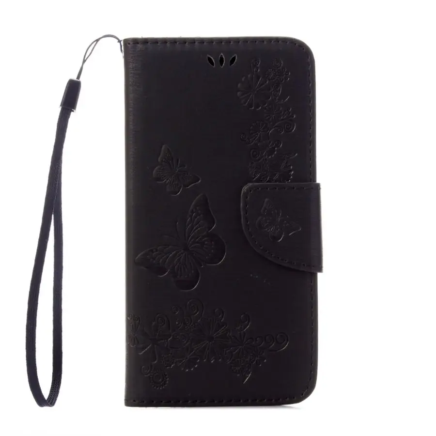Black Кожаный чехол для samsung Galaxy J4 чехол Fundas для samsung J4 Plus Чехол-книжка с бабочкой чехол для телефона - Цвет: Black