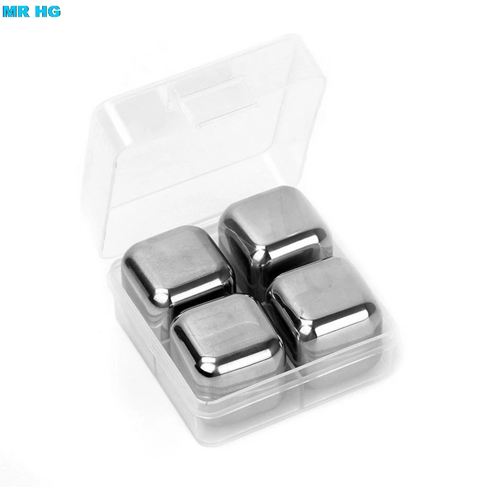 Кубик льда из нержавеющей стали 4 шт./коркор. мыльный камень охладитель ледника