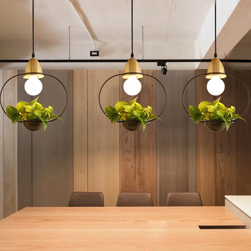 Современная простая деревянная и железная люстра 3 вида освещения кованая лампа