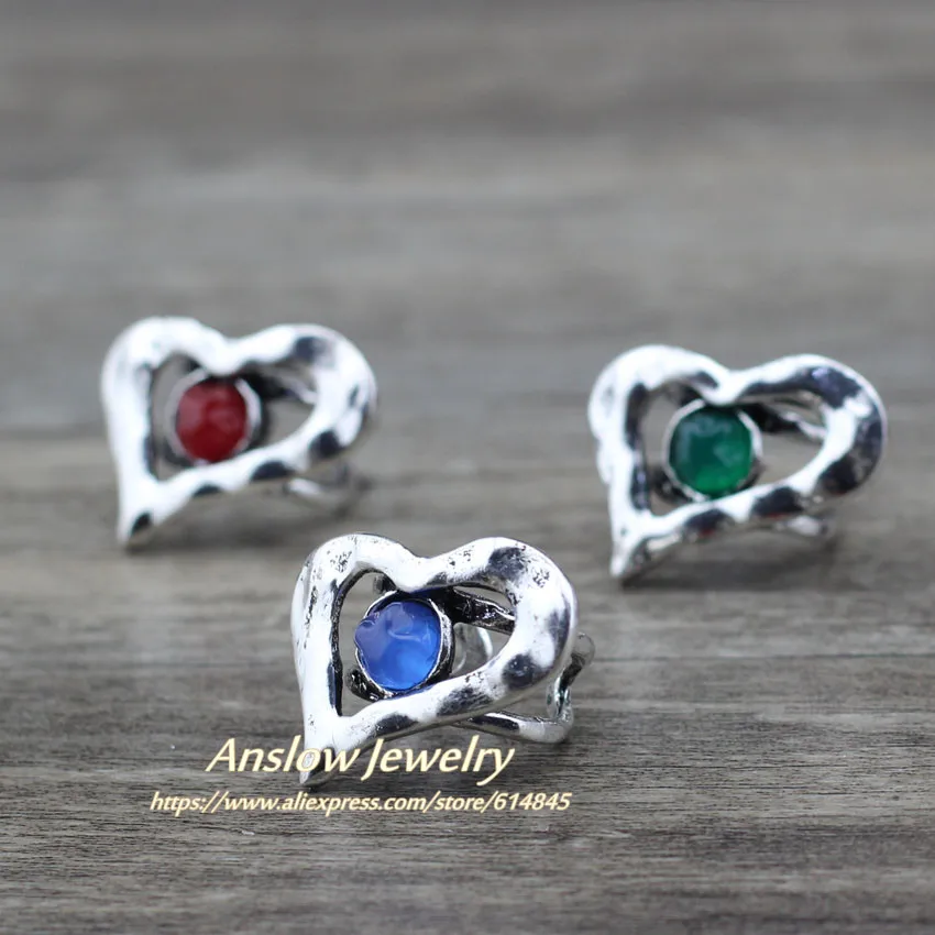 Женское Винтажное кольцо с сердечком Anslow дизайнерское из смолы в стиле ретро