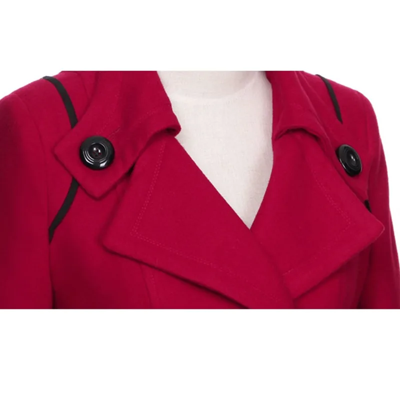 Женское шерстяное пальто с поясом облегающее однобортное большого размера