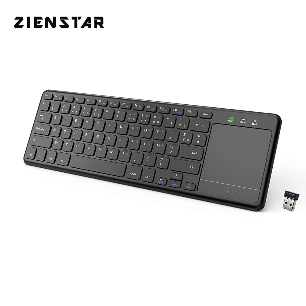 Zienstar AZERTY с надписью на французском языке: 2 4 ГГц Сенсорная панель Беспроводной