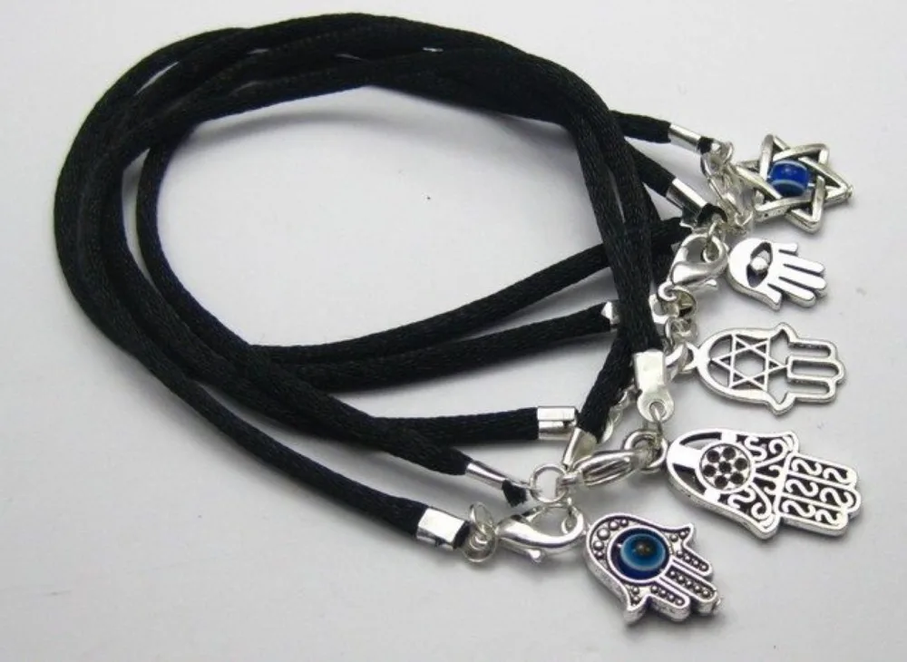 

20 Mixed Kabbalah Hand Charms Black String Good Luck Bracelets