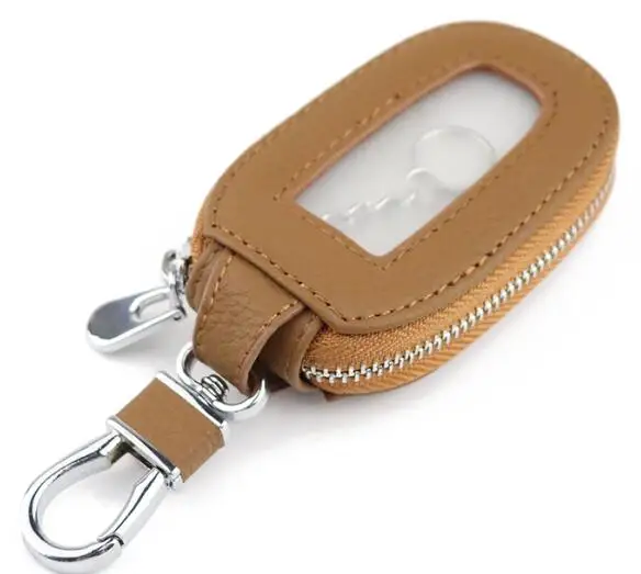 light brown Автомобильный брелок, чехол, Карманный чехол, кошелек, кожа, для мужчин и женщин, кошельки, органайзер для ключей, ключница, чехол на молнии, сумка для автомобиля, подарки - Цвет: light brown