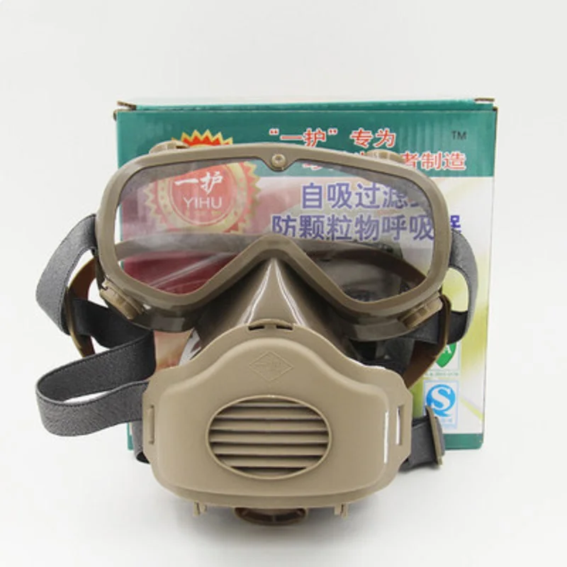 

Half Face Dust Mask Respirator Painting Spraying PM2.5 Particles Filter PE Anti-impact Goggles Integrated Decoration Mask