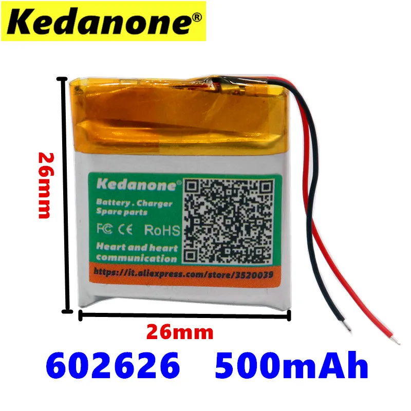 Kedanone 500mAH 602525 602626 PLIB полимерный литий ионный/литий ионный аккумулятор для смарт