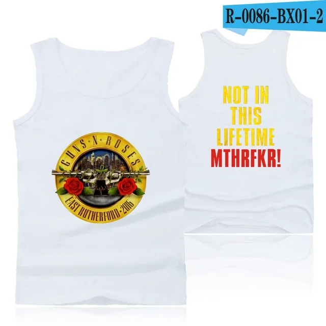 white GUNS N ROSES, панковские майки для фитнеса, майка без рукавов, летняя майка, майка для спортзала, Мужская одежда для бодибилдинга, ружья и розы - Цвет: white