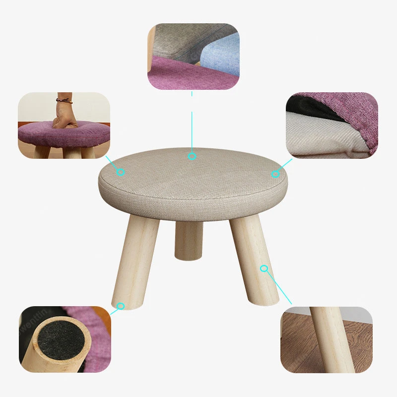 Круглый квадратный тканевый деревянный стул для детей Маленький смены обуви