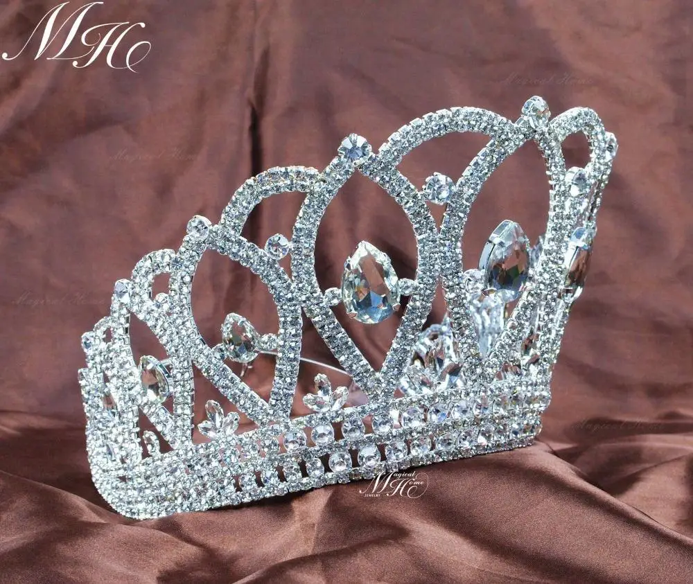 Большая тиара диадема Queen красивая корона для конкурса Женская повязка волос
