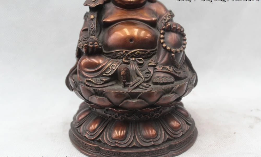 8 &quotКитайский буддийский латунный Дракон Yuanbao счастливый смех Ru Yi Maitreya статуя