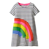 jumping meters girls dresses rainbow appliques summer princess dress brand baby girls clothes short sleeve tunic dresses for kid