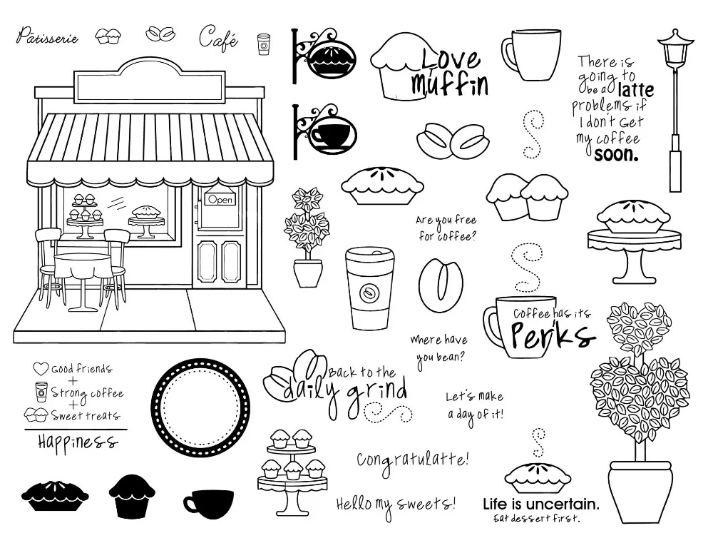 

CLEAR STAMP Coffee shop DIY Scrapbook Card album paper craft silicon rubber roller transparent stamps W703