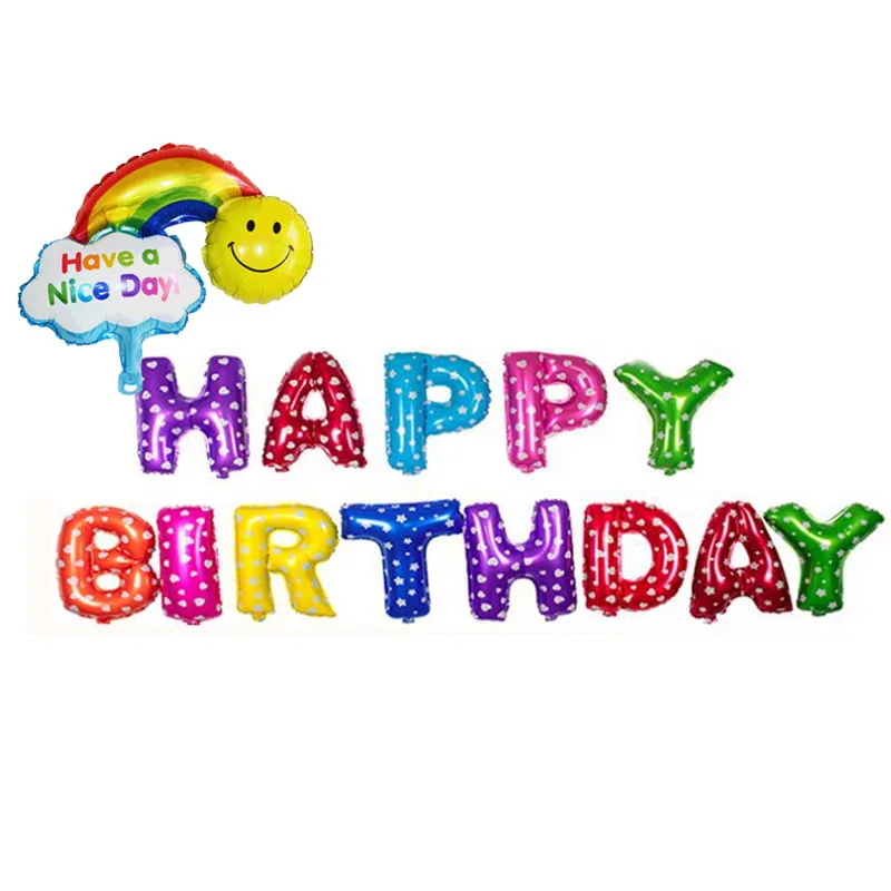 16 дюймовые разноцветные воздушные шары с буквами днем рождения мини улыбка лицо