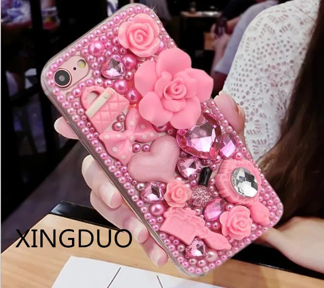 XINGDUO для iphone X 8 7 pus 6 s мягкий чехол с жемчугом роскошный модный Samsung Galaxy S6 S7 S8 Edge Plus