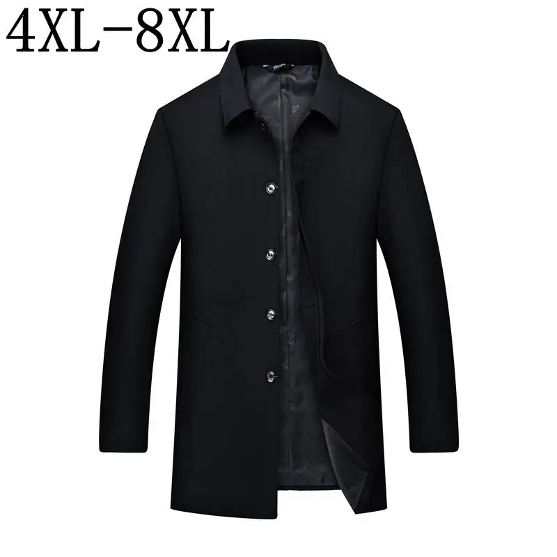 Размера плюс 6XL 7XL 8XL новые осенние Тренч Для мужчин брендовая одежда Высокое качество мужской длинный черный Тренч Для мужчин s пальто