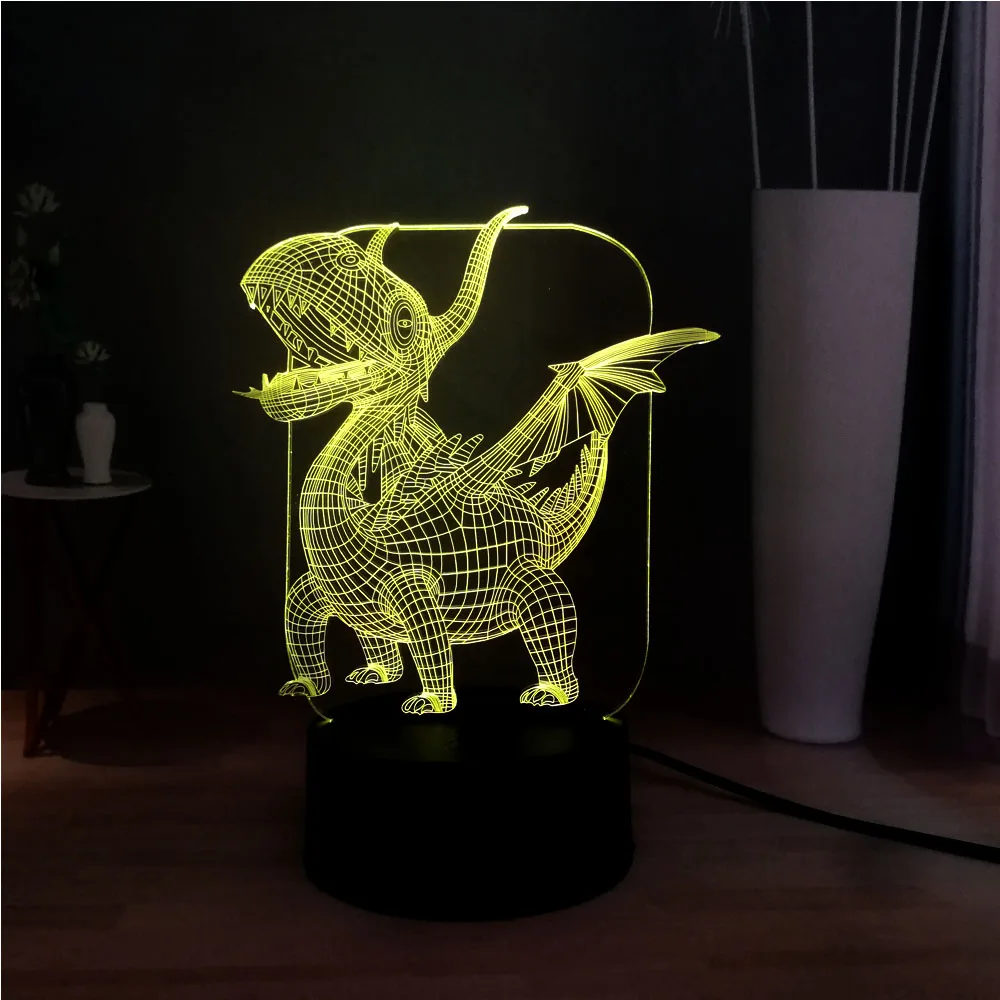 Dinosaur-7 Динозавр серия светодиодный ночник Albertaceratops Triceratops Anchisaurus Stegosaurus USB пульт дистанционного Многоцветный 3D лампа детский подарок - Испускаемый цвет: Dinosaur-7