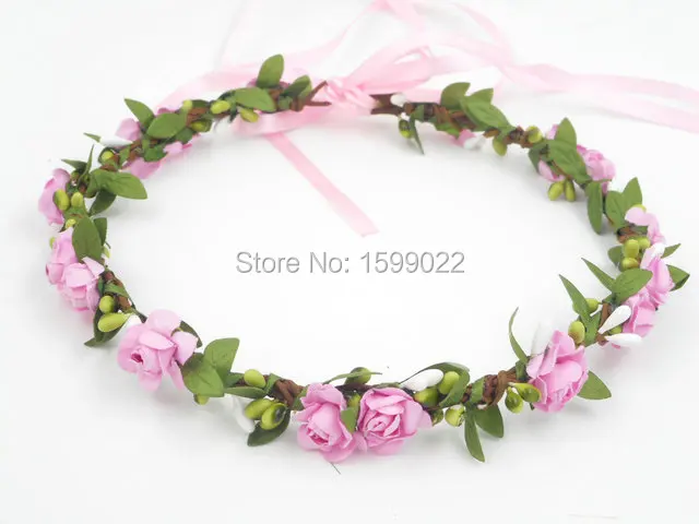 Женский обруч для волос в стиле Бохо повязка на голову с цветами розовый головной