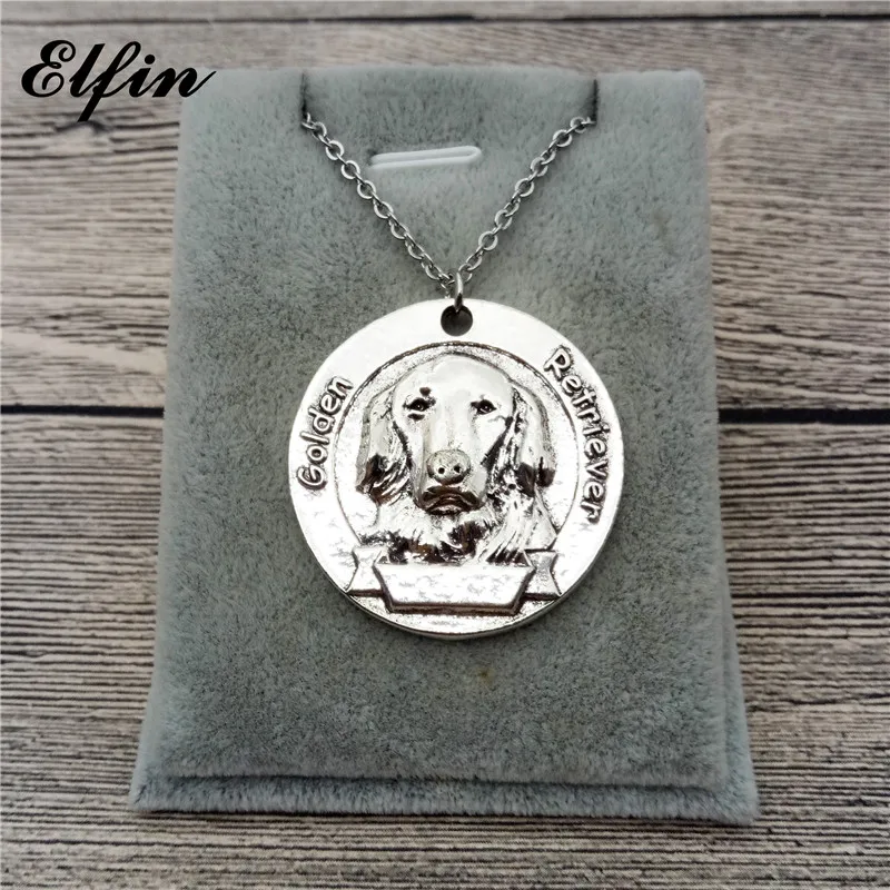Elfin Новое винтажное Ретро Золотое ретривер ожерелье высокое качество Золотая