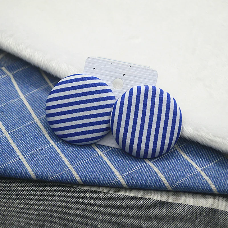 Новые модные геометрические Круглые Подвески синие белые полосы акриловые