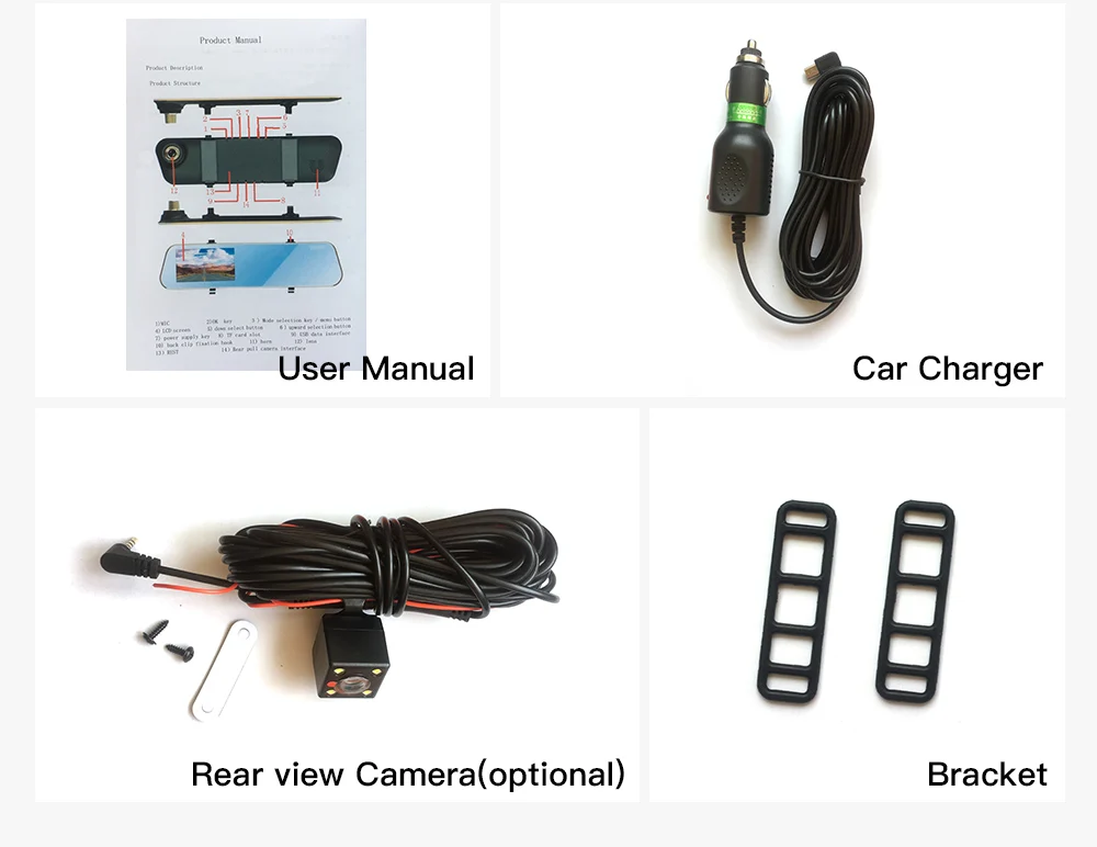Автомобильный dvr 1080 P Две камеры заднего вида 4 3 дюймов HD Автомобильная камера