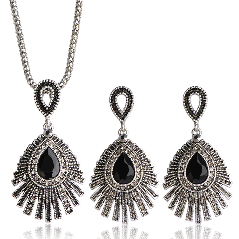 Винтаж Цыганский Этническая Перо Партия Ювелирные Наборы Ожерелье & Серьги