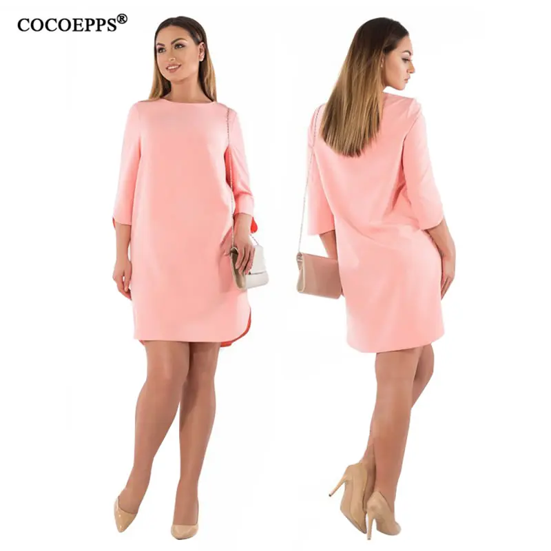 

Straight Office 5XL 6XL Plus Size Dress Big Size Women Autumn Dress Loose Solid Short Dress Elegant casual dresses winter 2019