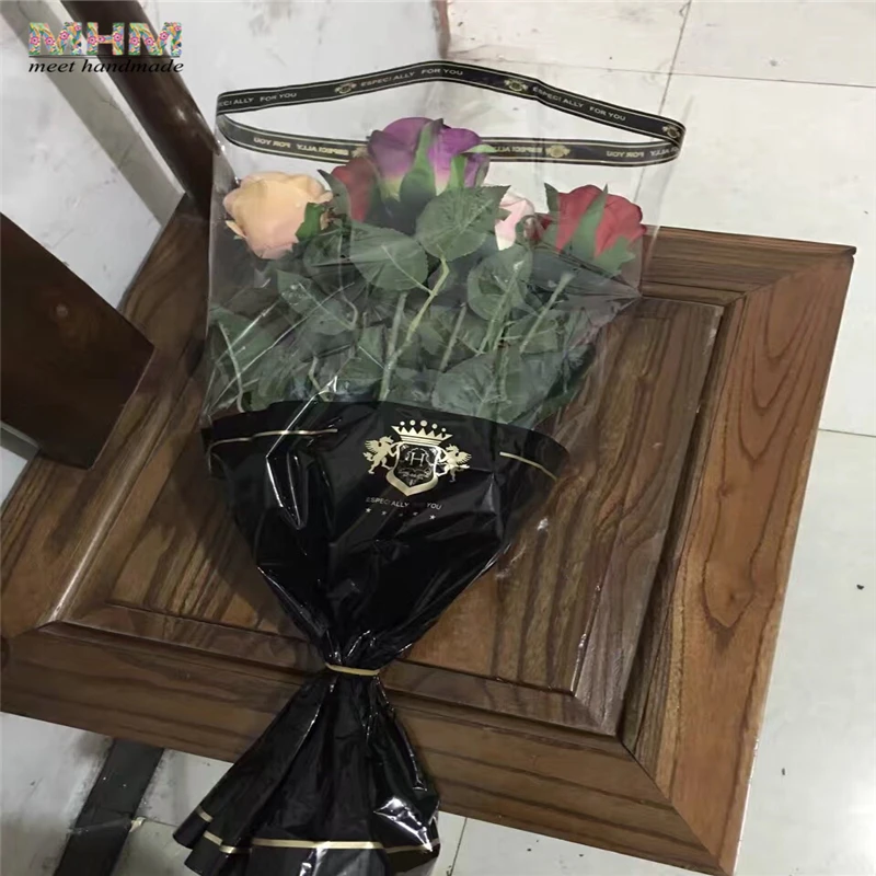 MHM 10 листов упаковочной бумаги для подарков двухцветный целлофановый цветочный