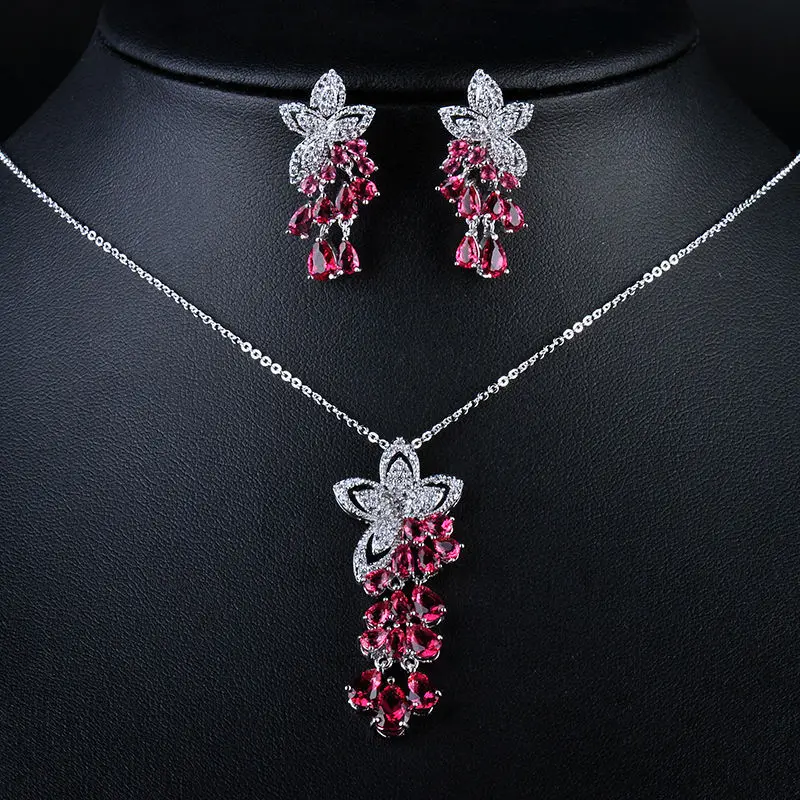 Женский комплект из колье и серёг серебристого цвета|wedding jewelry sets|fashion setjewelry sets |