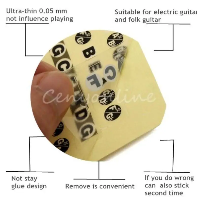 3 шт. Гитара шеи гриф Примечание карта наклейка на лад наклейки Learn Beginner Fret весы