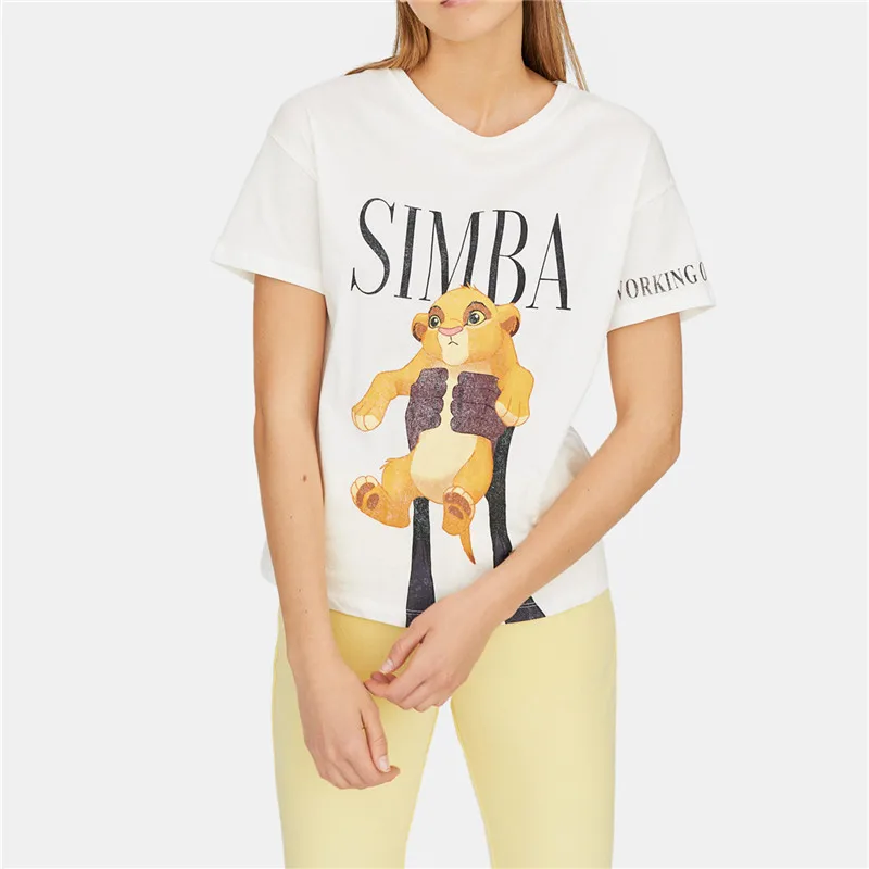 Модный бренд Для женщин футболка маленький Simba футболки с принтом Лев футболка King Для женщин в стиле «хип-хоп» для детей, с рисунком в виде льва футболка King хлопок ZR футболка