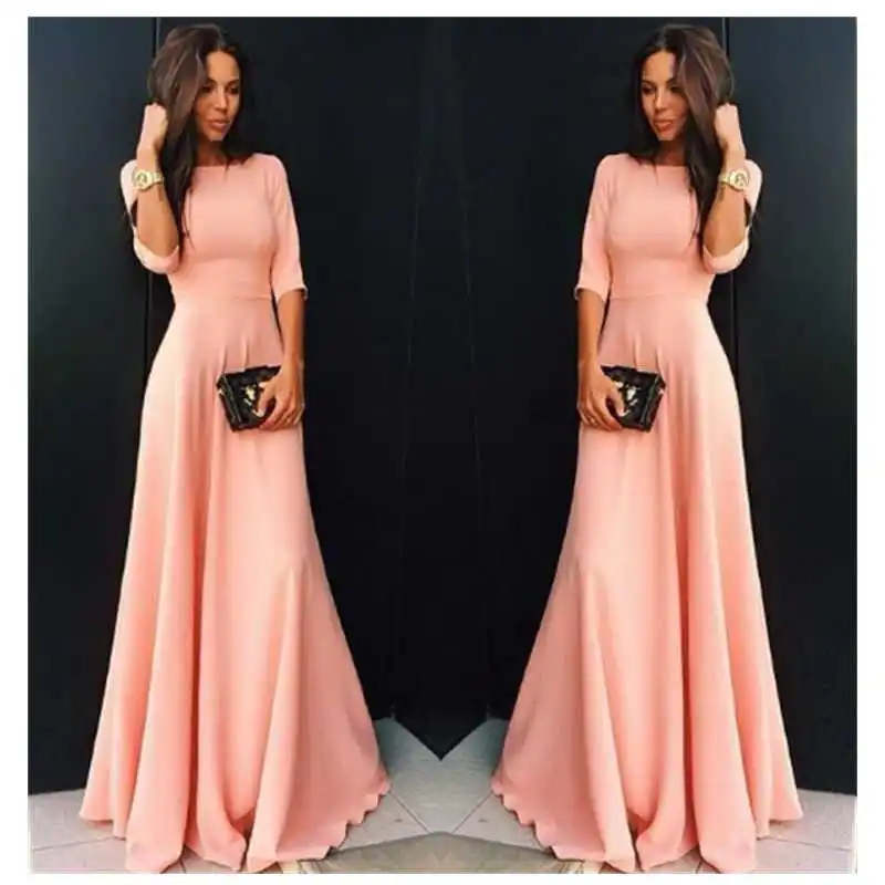 2017 элегантный лето женщины макси dress новое прибытие о шеи половина рукава высокой
