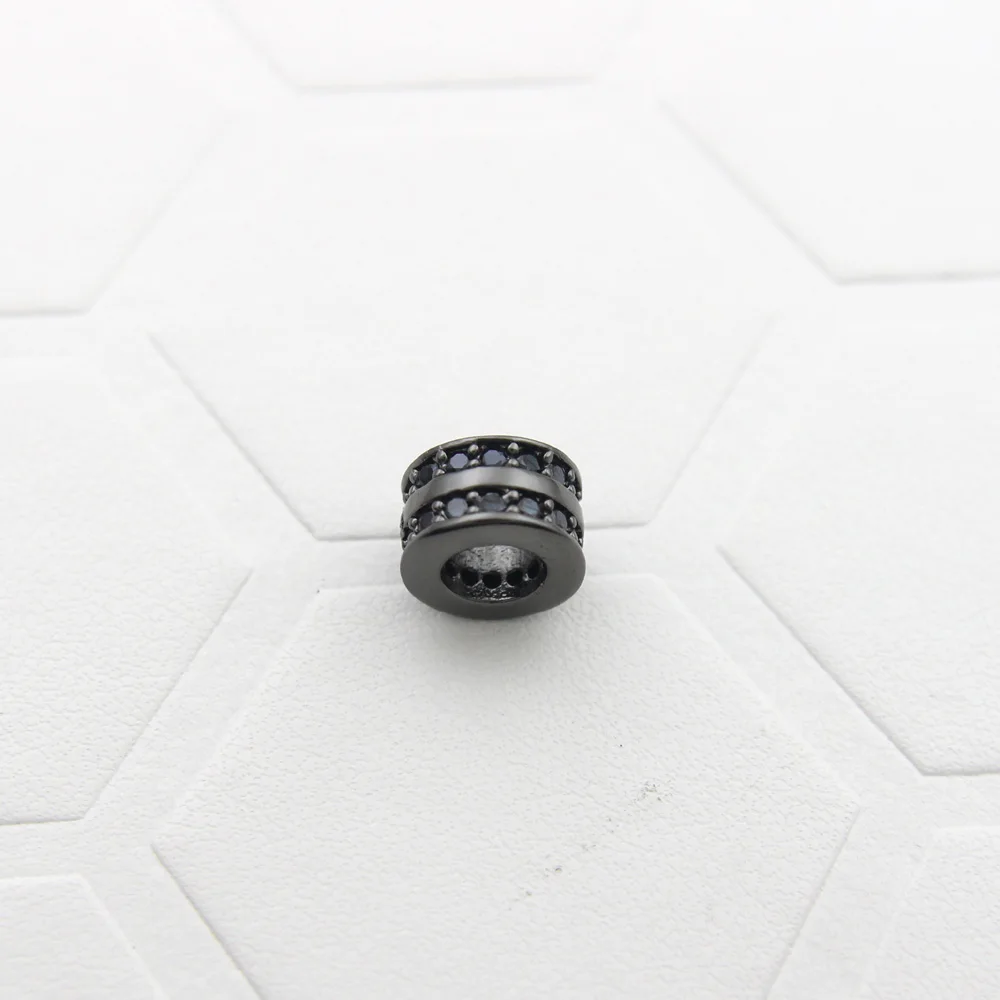 Plated DIY 4mm Hole Metal Spacer Copper Beads Micro Pave Zircon Round for Charms Jewelry Bracelet Making Accessories | Украшения и