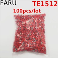 100pcs e tube te1512 type double pipe insulated twin cord cold press terminal block connector needle end multicolor 2x1 5 mm2