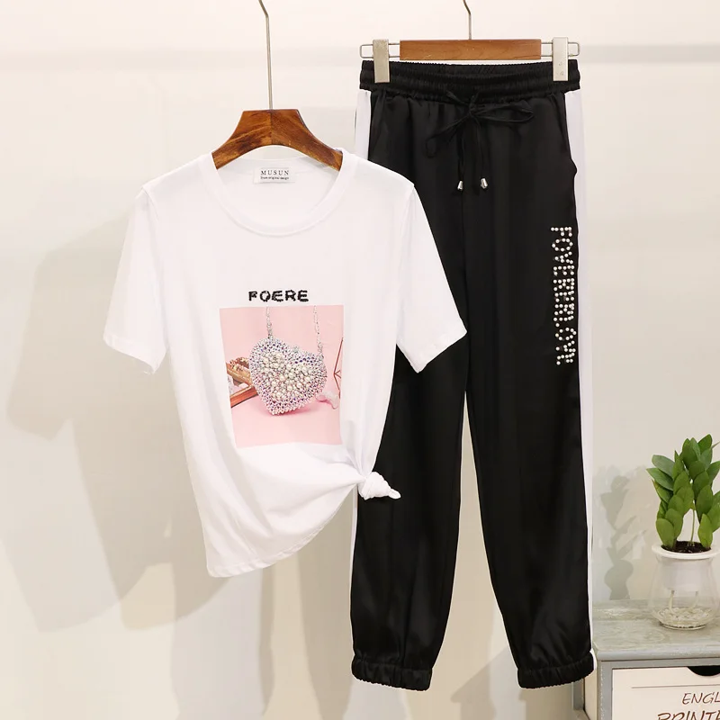 Повседневный Спортивный костюм женский комплект 2019 Лето Новая мода