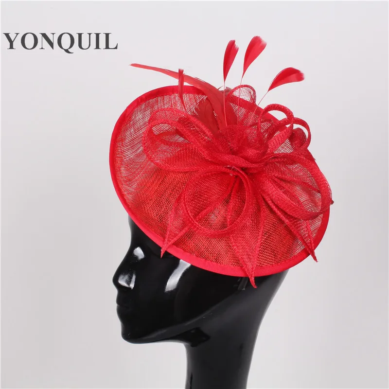 Шапка Sinamay с перьями и цветами Вуалетка для вечерние ринки аксессуары волос